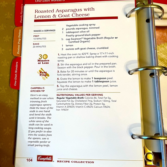 Campbell's Kitchen-Recipe Collection~ Ring-Bound~Hardcover - Picture 7 of 7